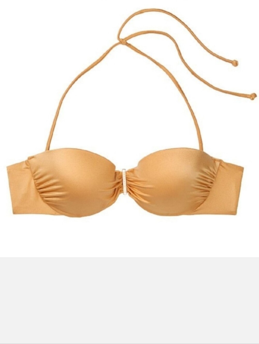 Victoria's secret ventanas bandeau shine push-up swim bikini top 36C GOLD